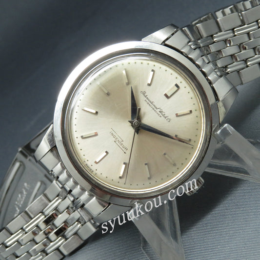 IWC Ref.666 インジュニア SS製NONカレンダー ダイヤルヤケ、ケース小傷軽い腐食有り Ｃａｌ・８５３／自動巻 １９６３年製造・若干年代の異なるゲイフレアー製純正ブレス付
